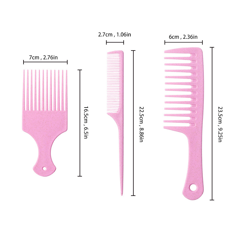 aurawand Three in one comb set, made of wheat straw material, natural and environmentally friendly