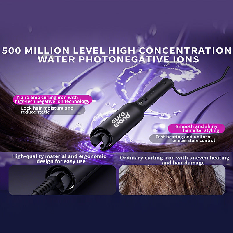 aurawand Electric curling iron, wavy, large roll, wavy roll, wool roll, negative ion curling iron